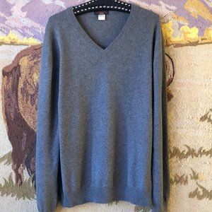 Culwell & Son 100% Cashmere Sz XL Mens Sweater Pullover V-Neck Gray